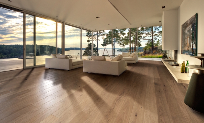 Паркетная доска Kahrs Новая классика Дуб Белый Nouveau White 151L8AEK1DKW240 Lively 2420×187×15 фото в интерьере